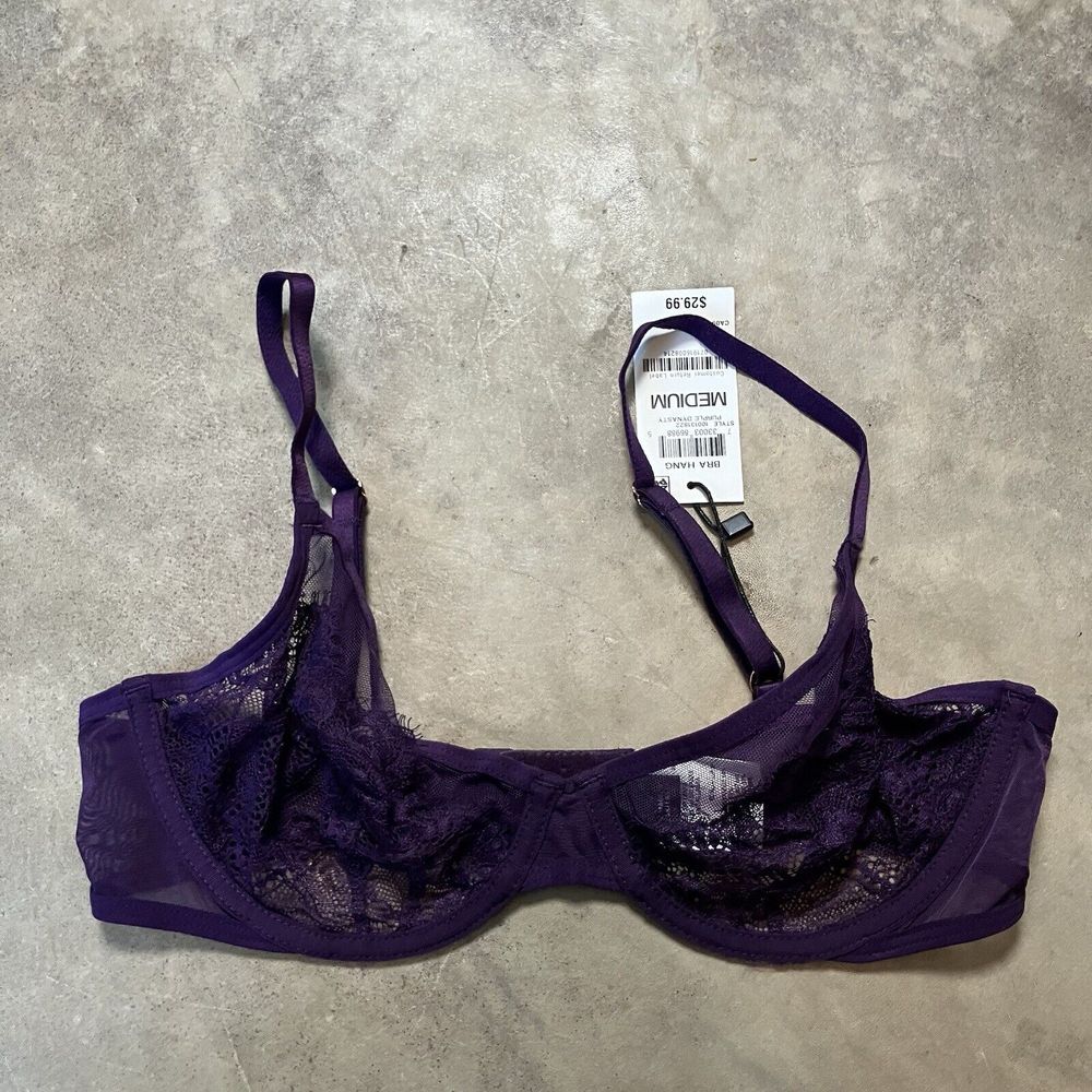 INC International Concepts Lace‎ Bra Womens Medium Purple Intimates